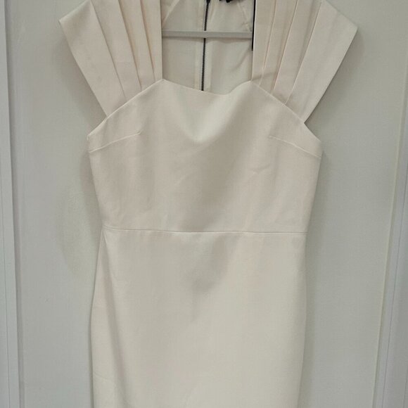 Alice and Olivia Womens Kiro Ivory Pleated Square Neck Sheath Dress 14 - Picture 9 of 10